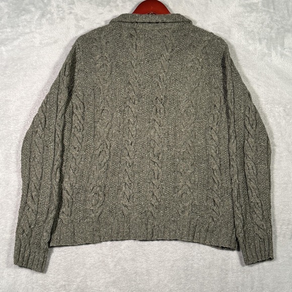 Lauren Ralph Lauren Sweater Womens M Green Hand Knit Wool 1/4 Zip Cable Knit - Picture 8 of 9